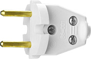 Вилка электрическая прямая белая, 220 В, IP44 (55152-W) СИБИН