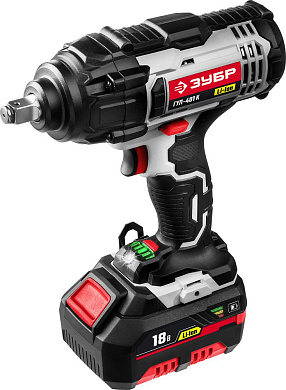 Гайковерт ударный аккум. ГУЛ-401 К (18.0 В, 1 акк. х 3.0 А/ч Li-Ion, 1/2", 400 Нм, чем.) ЗУБР