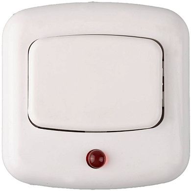 Кнопка СВЕТОЗАР для звонка, с индикацией включения, цвет белый, 220В (58303) СВЕТОЗАР