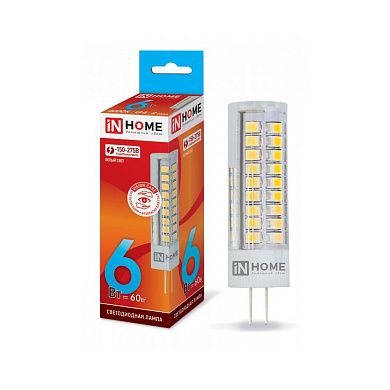 Лампа светодиодная LED-JCD-VC 6Вт (230В 4000К G4) 4690612028613 IN HOME
