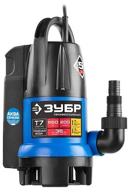 Насос погружной, дренажн. для грязн воды(d частиц до 35мм),550Вт, напор 7м (НПГ-Т7-550) ЗУБР