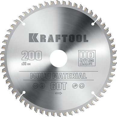 Диск пильный 200х30х60Т по алюминию "Multi Material" (36953-200-30) KRAFTOOL