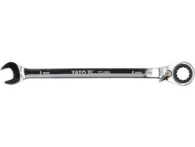 Ключ комбинированный с трещоткой с переключением 8мм CrV (YT-1651) YATO
