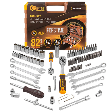 Набор инструментов 82пр. 1/4'', 3/8'' (6гр.)(4-22мм)(FT-4821-5DS) FORSTIME