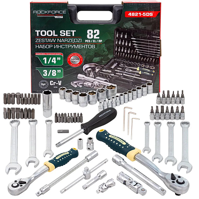 Набор инструментов 82пр. 1/4" 3/8" (6гр.)(RF LIGHT-4821-5DS) RockFORCE LIGHT