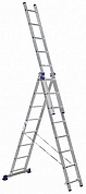 Лестница алюм. трехсекционная с рем. безопасности H3 (8 ступ. 224/504см 10,7кг) АЛЮМЕТ