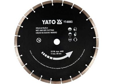 Круг алмазный сегм. 350х3.4х10х25.4 мм Бетон (YT-60003) YATO