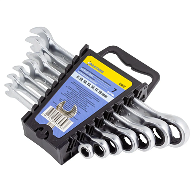 Набор ключей комбинированных трещоточных 7пр. (8,10,12,13,14,17,19мм)(PA-51072) Partner