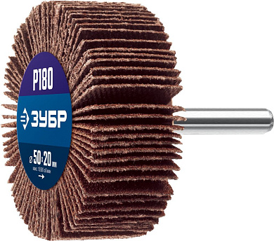 Круг шлифовальный лепестковый d 50х20мм, P180, на шпильке d 6мм (36601-180_z01) ЗУБР