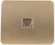 Розетка СВЕТОЗАР "ГАММА" телефонная, одинарная, без вставки и рамки, цвет золотой металлик
