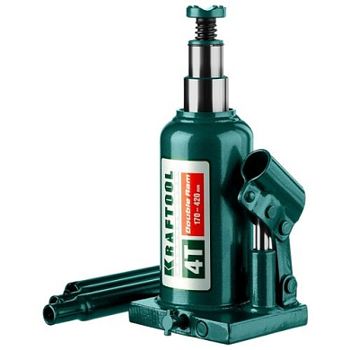 Домкрат гидравлический бутылочный, сварной, 4т., 170-420 мм, "Double Ram" (43463-4) KRAFTOOL