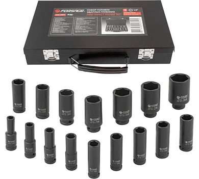 Набор головок ударн. глубоких 1/2", 16пр., 6гр (10-36мм)(F-4167-5MPB) FORSAGE