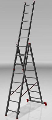 Лестница алюминиевая 3-х секц. NV1230 (8 ступ. 214/474см, 9.2кг) Новая Высота