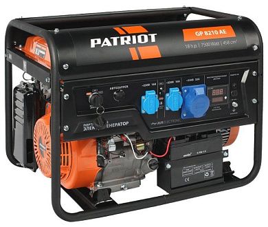 Генератор бенз. GP8210AE (7.5 кВт 220В 25л розетки 2х230В(16А)/1х230(32/1х12В) PATRIOT / EXPERT