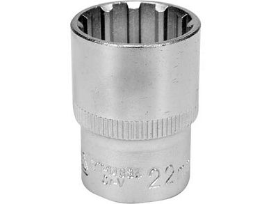Головка spline 1/2" 22мм L38мм 6гр. CrV на держателе (YT-14834) YATO