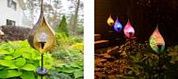 Фонарь садовый ЧУДЕСНЫЙ САД 654-Y "Бутон" желтый вращающийся св/диодный RGB на солнеч. батарее