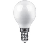 Лампа св/диодная ЭКОВАТТ G45 6.2W 4000K E14 550лм (миньон) холодный белый свет шарик