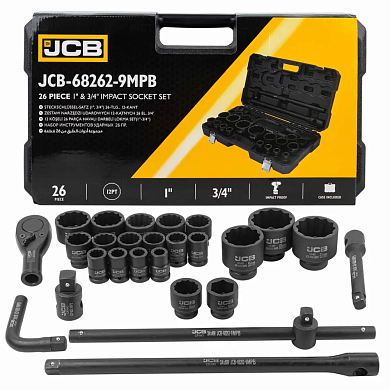 Набор головок ударн. 3/4", 26пр., (6гр.)(JCB-68262-9MPB) JCB