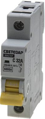 Выключатель автоматический 1-полюсный, 32 A, "C", откл. сп. 6 кА, 230/400В (SV-49061-32-C) СВЕТОЗАР