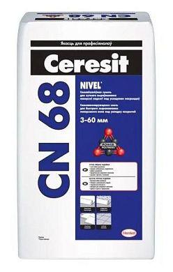 Смесь сухая растворная для самонивелир. стяжек, цементно-гипс. CN68 CERESIT (внутр.; 3-60мм), 25 кг