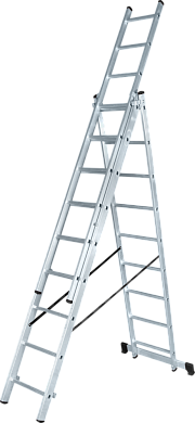 Лестница алюминиевая 3-х секц. NV1230 (5 ступ. 137/300см, 6.3кг) Новая Высота