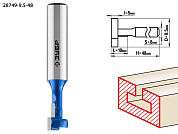 Фреза пазовая Т-образная №1, D= 9,5мм, общая дл.-48мм, раб. дл.-10мм, хв.-8 мм (28749-9.5-48) ЗУБР