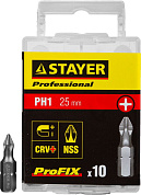 Биты "PROFESSIONAL" ProFix Phillips, тип хвост. C 1/4", № 1, L=25мм, 10шт (26201-1-25-10_z01) STAYER