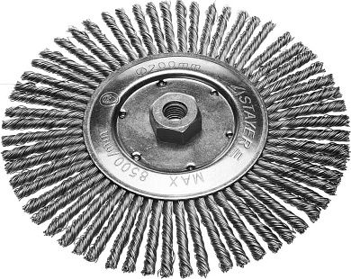 Щетка дисковая для УШМ, сплет в пучки стальн зак провол 0,5мм, 200мм/М14 (35192-200) STAYER