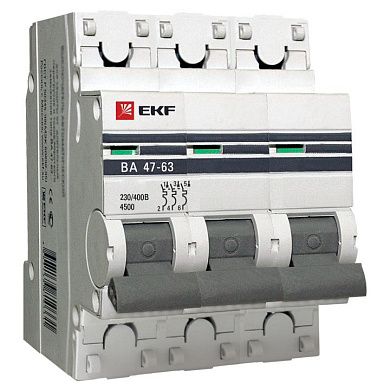 Автоматический выключатель ВА 47-63, 3Р 50А (D) 4,5кА EKF PROxima