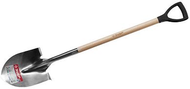 Лопата штыковая для земляных работ из нержавеющей стали, деревянный черенок, с рукояткой, Профессионал (4-39430_z01) ЗУБР