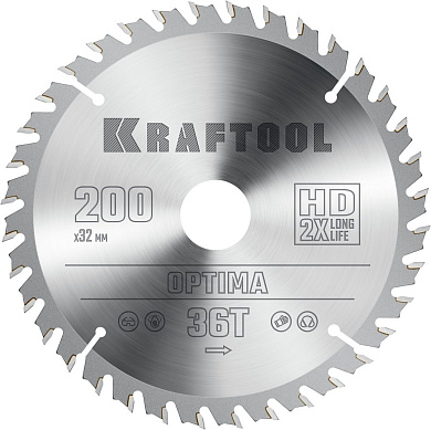 Диск пильный 200х32х36Т по дереву "Optima" (36951-200-32) KRAFTOOL