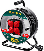 Удлинитель на катушке 50м (КГ 3х1.5мм2, 3.7кВт, IP44, 4 р., 220В, метал. кат.)(55085-50_z) KRAFTOOL