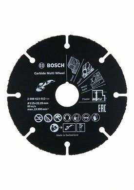 Круг отрезной универсальный 115х1.0х22 мм Carbide Multi Wheel (2 608 623 012) BOSCH