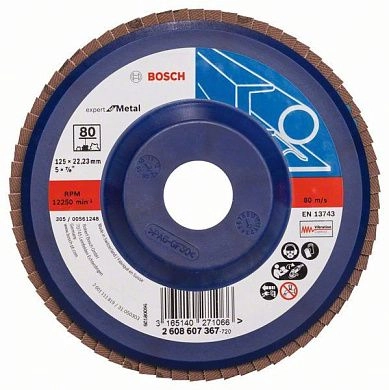 Круг лепестковый 125х22.23 мм для металла, K80, Expert for Metal (2 608 607 367) BOSCH
