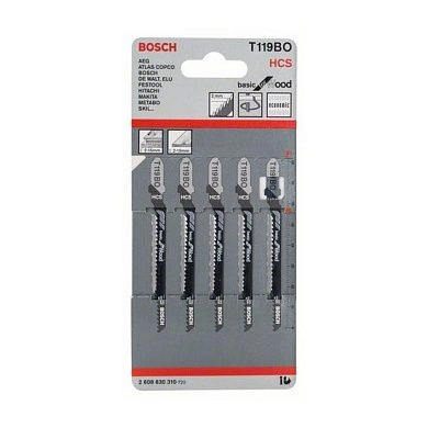 Пилка для лобзика T 119 ВO Basik for Wood (в упаковке 5шт.), (2.608.630.310) BOSCH