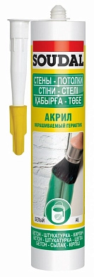 Герметик акриловый окрашиваемый СТЕНЫ ПОТОЛКИ 280 мл белый туба (105877) SOUDAL