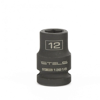 Головка ударная шестигранная, 12 мм, 1/2", CrMo (13916) STELS