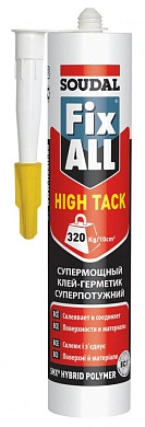 Клей герметик гибридный Fix All High Tack 290 мл белый туба (119129) SOUDAL