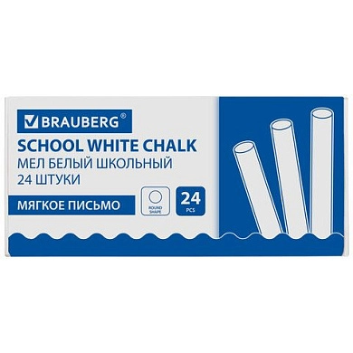 Мелки белые, круглые (24шт.)(227439) BRAUBERG