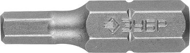 Биты ЗУБР "МАСТЕР" кованые, хромомолибденовая сталь, тип хвостовика C 1/4", HEX4, 25мм, 2шт