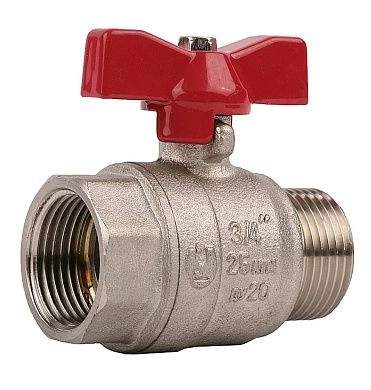 Кран шаровой 3/4" полнопроходной "мама-папа", бабочка, никелированная латунь (51354-N-3/4) ЗУБР