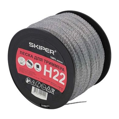 Леска ф 2.4 мм х 346 м кручен. сеч. (серебр.) SKIPER H22, SKIPER