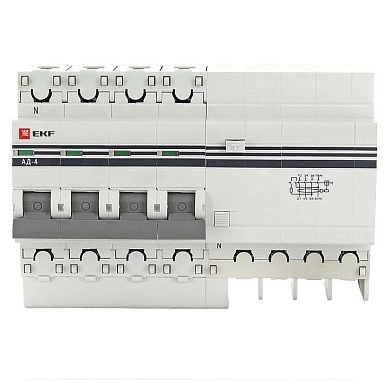 Автомат дифференциальный АД-4 (230/480В 4P 40А/30мА (С) 45кА) DA4-40-30-pro EKF PROxima