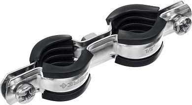 Хомут трубный двойной, 1/2, 8шт, оцинкованный (37890-20-24) ЗУБР