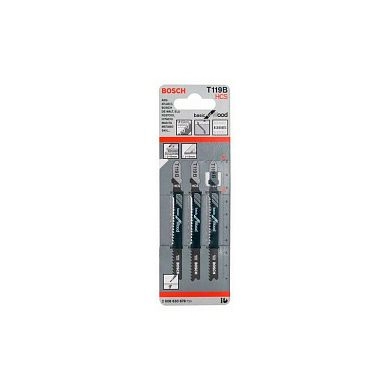 Пилка для лобзика 3шт. Т 119 B, HCS, (2.608.630.878) BOSCH