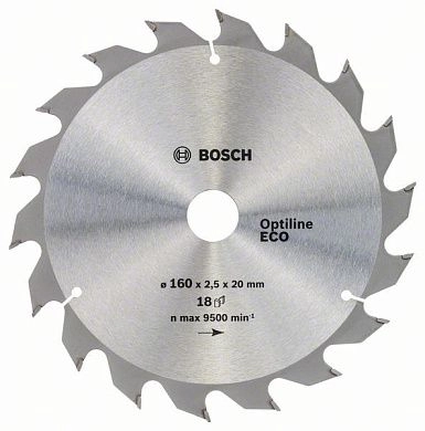 Диск пильный 160х20/16х2,6х18 Optiline Wood Eco (2 608 641 785) BOSCH