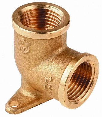 Уголок с креплением к стене в двух точках, латунь, г/г, 1/2" (51076-G/G-1/2) GENERAL FITTINGS