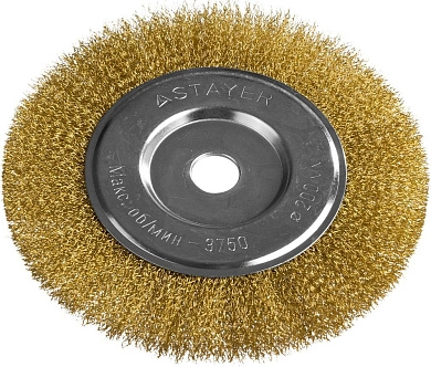 Щетка дисковая (гофр) d=200х22мм, латун. пров. 0,3мм "PROFESSIONAL" (35122-200) STAYER