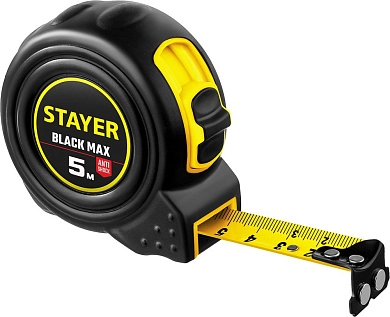 Рулетка 5м/19мм, прорез. корпус, магн., быт. "BlackMax" (3410-05_z02) STAYER