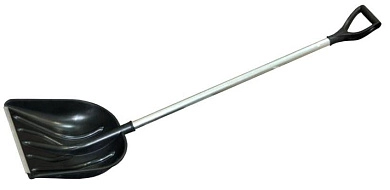 Лопата снеговая пластиковая с алюм. планкой, 380*360*1200мм с алюм.черенком и V образ. ручкой